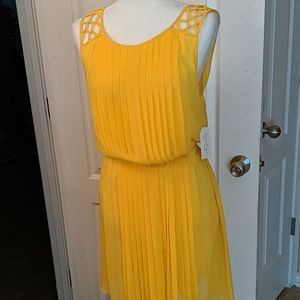 Canary yellow pleated Jessica Simpson summer dress